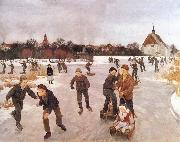 Ole Peter Hansen Balling Pa ice out the village. Faborg china oil painting reproduction